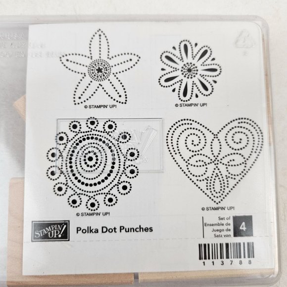 Stampin Up Polka Dot Punches Set Rubber Stamps Wood Mount Scrapbooking Craft - Picture 2 of 7